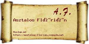 Asztalos Flórián névjegykártya